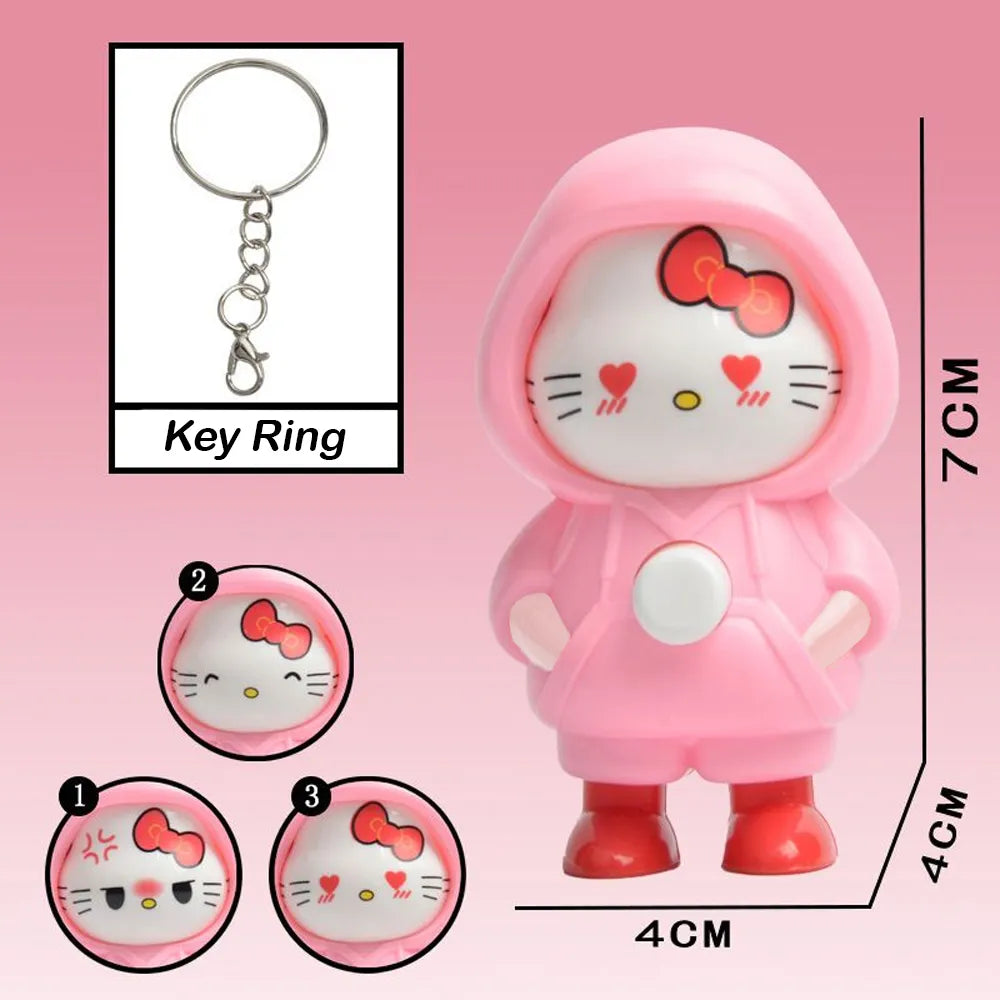 Pink Kitty Face Changing Keychain